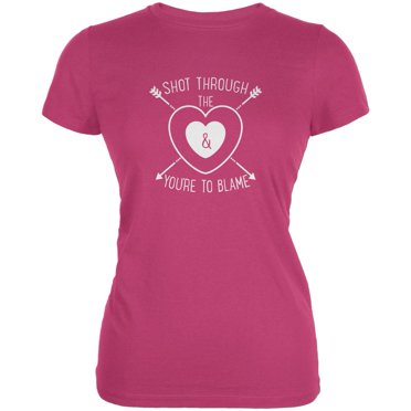 Shot Through The Heart Berry Pink Juniors Soft T-Shirt
