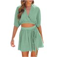 thumbnail image 1 of Cameland Ensemble Mode Femme 2 Pcs Haut Court Sans Manches Shorts Taille Haute avec Poches, 1 of 6