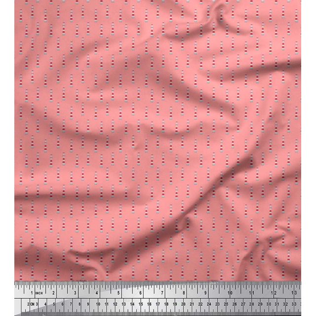 Soimoi Orange Poly Georgette Fabric Lighthouse Nautical Print Sewing Fabric Yard 42 Inch Wide