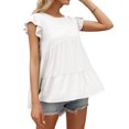 thumbnail image 1 of QualitChoice Hauts à Manches Courtes en Dentelle Été Col Rond T-shirt Décontracté Blanc TG, 1 of 6