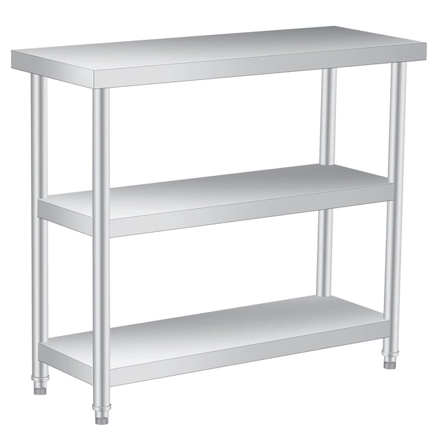 Edtara Stainless Steel 3-Tier Shelving Unit, 400lbs Load Capacity Storage Shelf With Adjustable Leveling Feet, Ideal for Home Kitchens, Commercial Pantries and Garage Organization