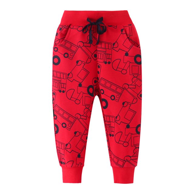 RXIRUCGD Boys Pants Spring New Style Boys Sports Sweatpants Embroidered Pants For Children( Red, Size:1-2 Years )