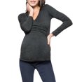 thumbnail image 2 of Maternity Tops Long Sleeve Women Pregnant Nusring V-Neck Long Sleeve Tops Solid Ruffle Blouse Top, 2 of 9