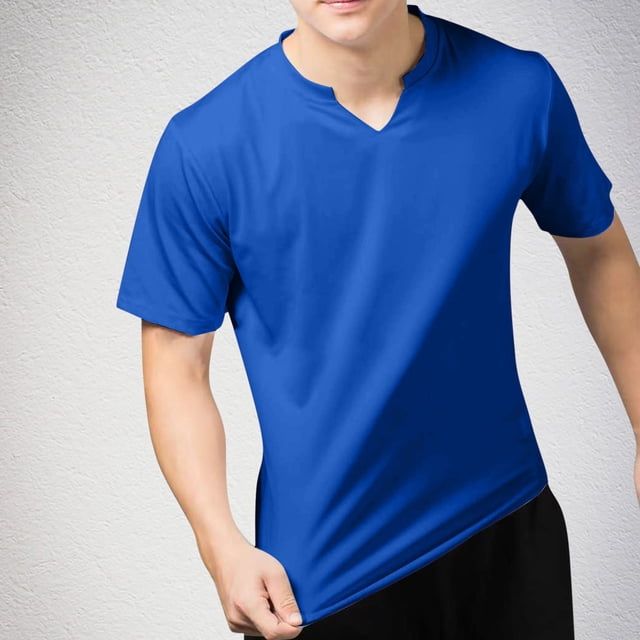 asjyhkr Gym T Shirts for Men V Neck Short Sleeve Stretchy Quick Drying Summer Basic Solid Tshirts