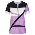 thumbnail image 4 of Birdeem Mode Femmes Été Col en V Manches Courtes Imprimé Fermeture Éclair T-Shirt Blouse Décontractée, 4 of 6