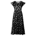 thumbnail image 4 of EQWLJWE Robe Longue pour Femmes Mode Décontractée à Pois Col en V Sans Manches à Nouer à la Taille, 4 of 7