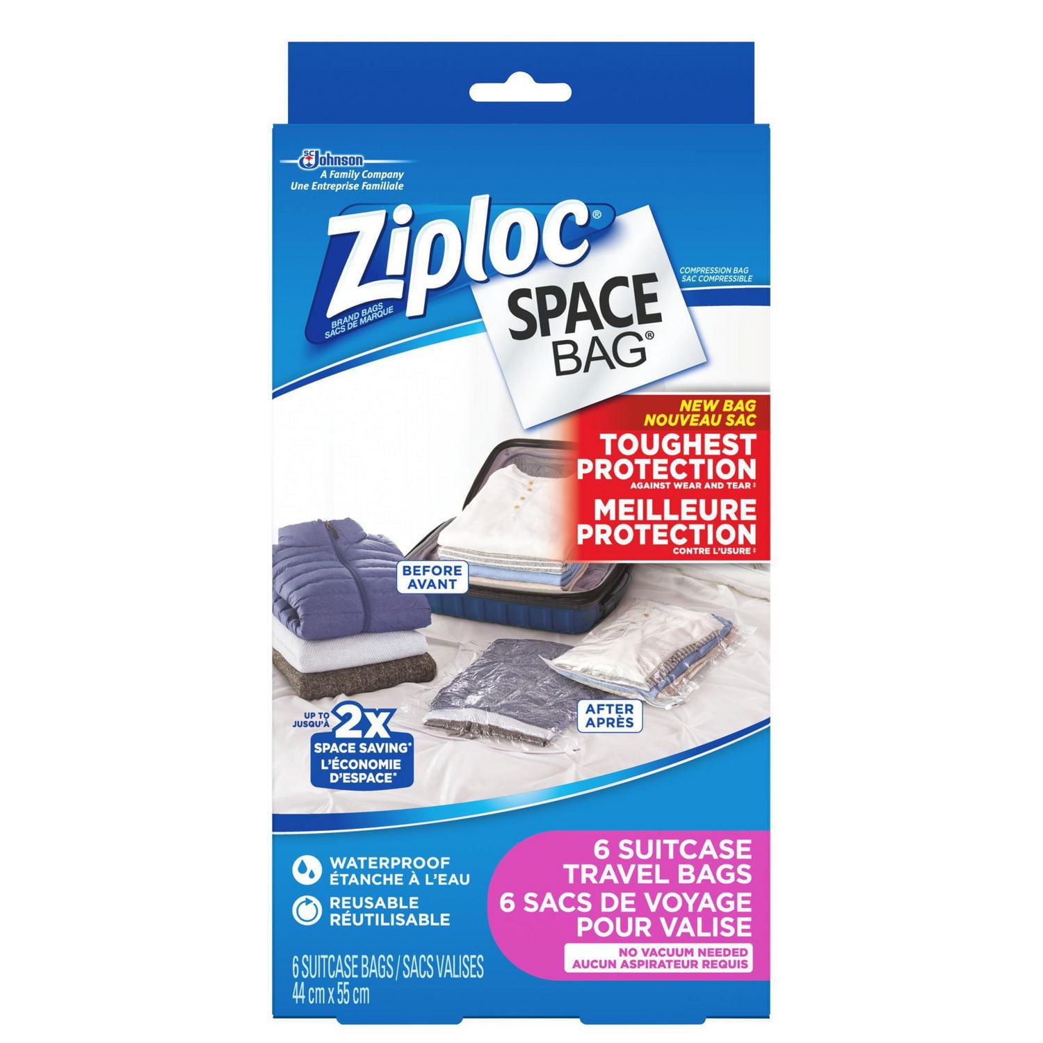 Ziploc Space Bag Stockage par compression, sacs de voyage, 6 unités