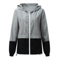 thumbnail image 1 of Opperiaya Women Packable Rain Jacket Outdoor Color Block Hooded Windbreaker, 1 of 5