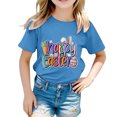 thumbnail image 1 of MIASHUI T-Shirt Graphique de Pâques à Manches Courtes pour Filles, Bleu, 6-7 Ans, 1 of 4
