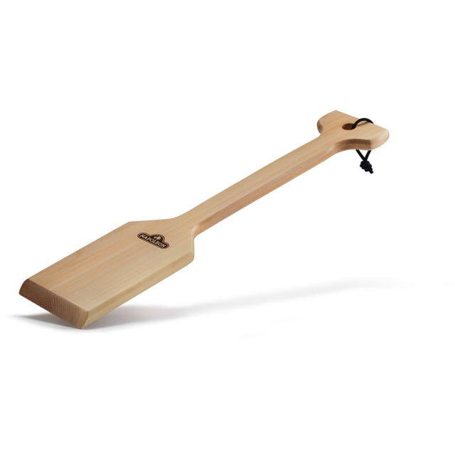 Grattoir à Grille en Cèdre en Bois de Cèdre Naturel avec Lame Plate et Grand et long Manche Présentant un Trou avec un Cordon Suspendu Noir, Marqué du logo Napoleon, Conçu pour la Préparation et le Retrait de la Peinture, Convient Aussi au Nettoyage des Grilles de Gril.