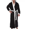 thumbnail image 1 of Innerwin Dressing Gown Solid Color Men Wrap Robe Home Hooded Thicken Plush Bath Robes Black White M, 1 of 3