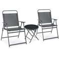 thumbnail image 2 of Costway 3PCS Outdoor Bistro Set Folding Table and Chairs Garden Deck Black, 2 of 10