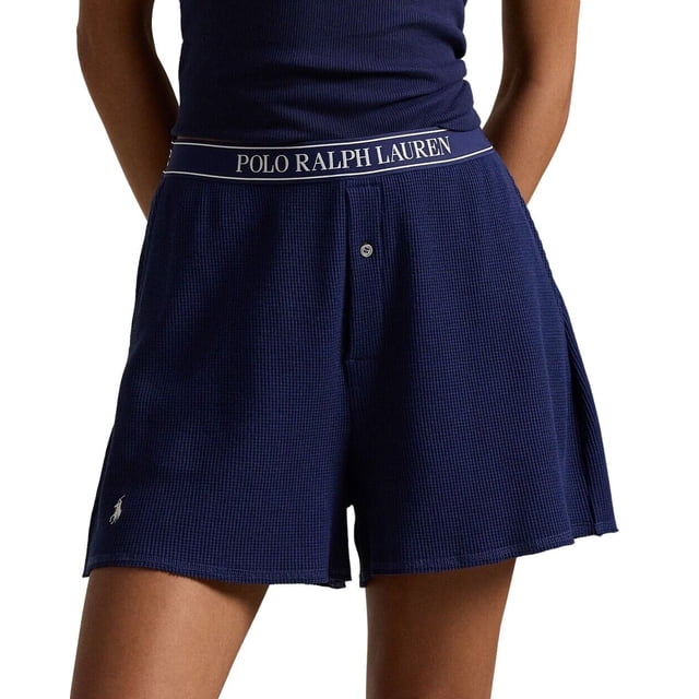 Polo Ralph Lauren Boxeur Court en Tricot Gaufré pour Femmes - 4P0150 (Marine, P)