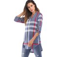 thumbnail image 3 of Chemise à Carreaux Manches 3/4 pour Femmes Tunique Col en V Pull Décontracté Blouses Tops, 3 of 7
