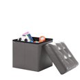 thumbnail image 1 of Foldable Furniture Box Storage Tufted Leather Ottoman Foot Rest (Small, Grey), 1 of 4