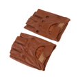 thumbnail image 1 of maskred Fashionable Retro PU Leather Men s Fingerless Driving Cycling Gloves Brown Hook Loop L 3Set, 1 of 6