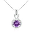 thumbnail image 1 of Angara Collier en Améthyste Naturelle - Pendentif Solitaire en Améthyste Ronde 1,7 ct Nœud Infini en Platine pour Femmes, 1 of 8