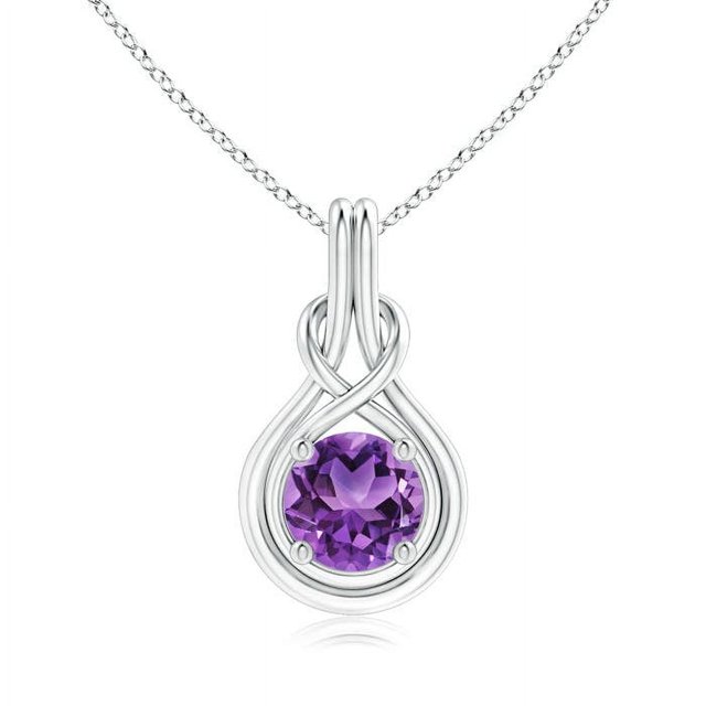 Angara Collier en Améthyste Naturelle - Pendentif Solitaire en Améthyste Ronde 1,7 ct Nœud Infini en Platine pour Femmes
