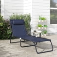 thumbnail image 2 of Outsunny Folding Lounge Chair, Chaise Lounge with Headrest, Dark Blue, 2 of 10