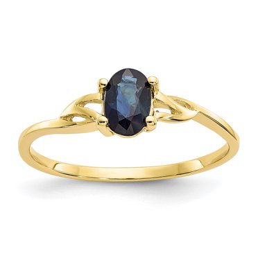 10K Yellow Gold Polished Geniune Sapphire Birthstone Ring
