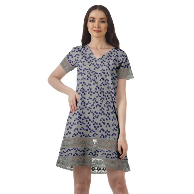 Moomaya Tenues d'Été Coton Flex Imprimées Robes Courtes pour Femmes Tenue Décontractée