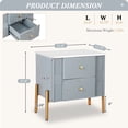 thumbnail image 2 of Cobear Modern Nightstand with 2 Storage Drawer Fluted Bedside Table Golden Metal Handles and Legs End Table for Living Room Bedroom Easy Assembly Blue, 2 of 15
