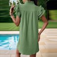 thumbnail image 5 of FcBaudy Robe à Manches Courtes à Col en V, Robes d'Été pour Femmes, Robes pour Femmes Mode Robe Décontractée pour Femmes - Robe à Col en V à Manches Courtes Longue Robe à Taille Longue Jupe Plissée en Soie Glacée pour Dames, 5 of 5