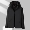 thumbnail image 3 of Pisexur Vestes pour Hommes Manteaux Confortables pour Hommes Unisexe à Capuche Manches Longues Patchwork Fermeture Éclair Coquille Rigide Molleton Randonnée Vêtement Manteau Noir,m, 3 of 7