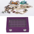 thumbnail image 4 of Small Velvet Jewelry Box Organizer 24, Exquisite Workmanship Removable Jewelry Organizer Box 24 Compartments With Locks For Household Purple, 4 of 8