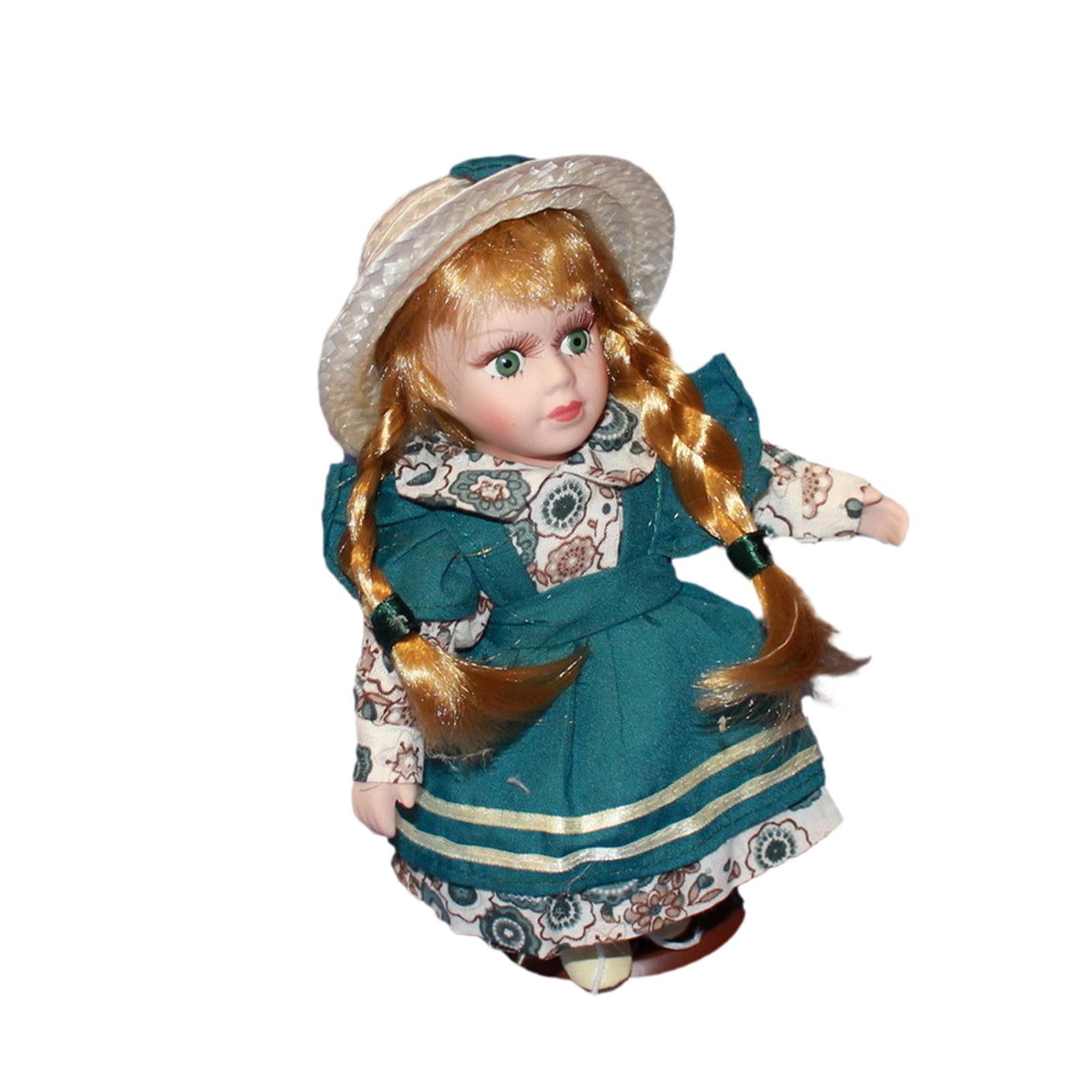 Yinanstore Poupée en Céramique Belle Fabriquée à la Main en Tenue Objets de Collection Modèle Hauteur 20 cm Vert