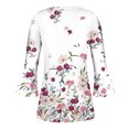 thumbnail image 5 of Pompotops Women's Casual Trumpet 3/4 Sleeve Printed Buttoned Basic Ruched Tops Pleated T-shirts Blouses On Sale, 5 of 5