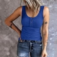 thumbnail image 2 of MIASHUI Women Sleeveless Tanks Top Casual Round Neck Splice Button Basic Tops,Blue,S, 2 of 5