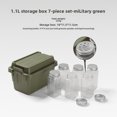 thumbnail image 1 of 7-Piece Durable 1.1L Army Green Storage Organizer Set: Portable Mini Containers with Removable Lids for Camping, BBQ Tools, Seasoning Bottles & Home - Compact Indoor/Outdoor DeskSolution, 1 of 6