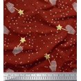 thumbnail image 1 of Soimoi Tissu de Velours Rouge Symbole Musical et Tissu Imprimé Étoiles par Yard 58 Pouces de Large, 1 of 3