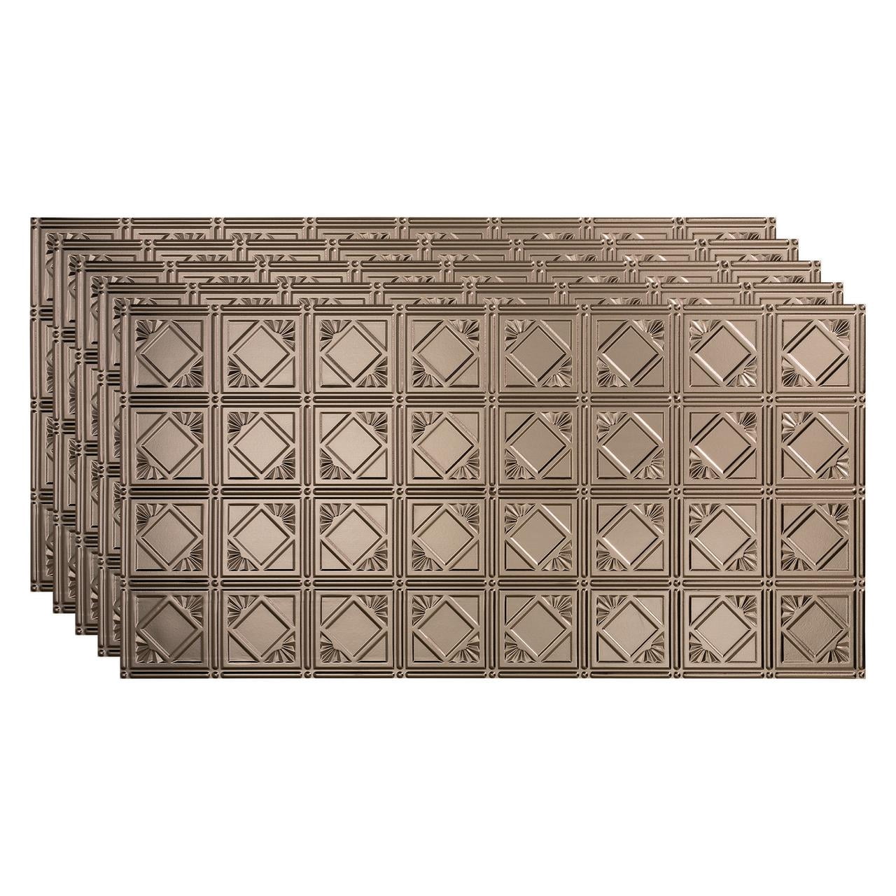 Fasade Decorative Vinyl Ceiling Panel 2ft x 4ft 5 Pack Brushed Nickel