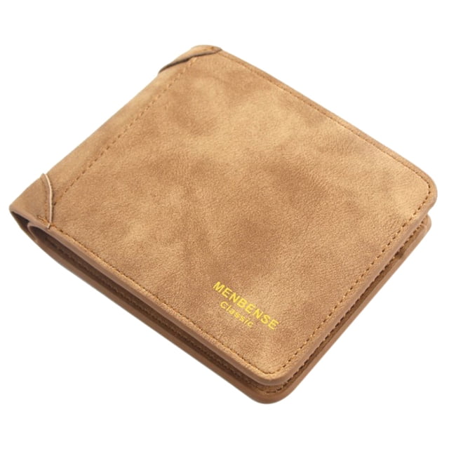 Men's Wallet Faux Leather Matte Bifold Wallet Credit Card Holder with ID Window