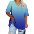 thumbnail image 2 of Womens Short Shorts V-Neck Short Sleeve Printing Base Shirt for Women, Plus Size Casual Top Imitation Rack, 2 of 9