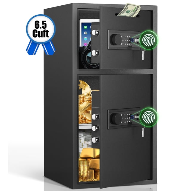 Omethey 6.5 Cu ft Extra Large Home Safe Box, Anti-theft Money Safe Box With Deposit Slot & Dual Alarm System, Backlit Keypad Security Document Safe For Home Office