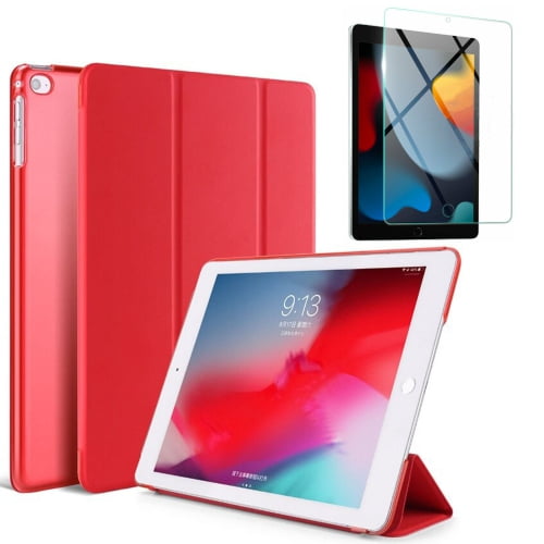 Pour iPad Air 13 Pouces M2 Case 2024 / iPad Pro 12.9 Pouces Case 6th/5th/4th Generation Case with Screen Protector Pencil Holder,Slim Soft TPU Back Tablet Étui, Auto Sleep/Wake Protective Étui - Red