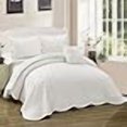 thumbnail image 3 of Home Soft Things Super Soft Microplush 4 Piece Bedspread Set Oversize Queen 110" x 120", Antique White Diamond Plaid Scallop Edged Warm Cozy Plush Quilt Comforter Bedding Set with 2 Shams 1 Pillow, 3 of 4