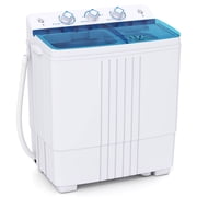 Costway Mini Machine à Laver Portable Compacte à Deux Tubes 20 Lbs Laveuse Essoreuse Bleue