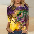 thumbnail image 2 of Penkiiy Blouse Carnaval Manches 3/4 Chemise de Printemps Quotidienne Tee Imprimé Masque Blouse Mardi Gras Col Rond 2024 Tee Tunique Habillée S Multicolore, 2 of 5