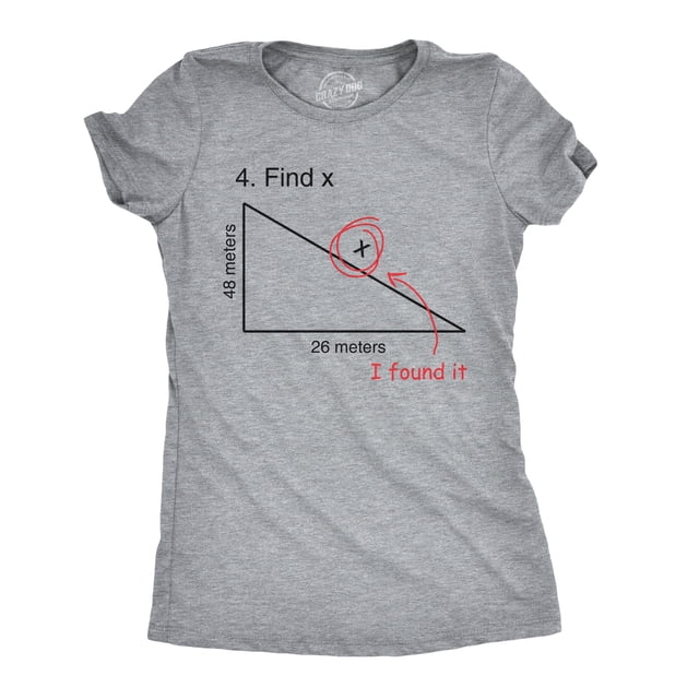 Find X T Shirt Funny Sarcastic Nerdy Math Test Teacher Tee for Women (Grey) - S