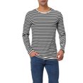 thumbnail image 1 of INSPIRE CHIC T-Shirt pour Homme à Rayures Col Rond Manches Longues Chandail Haut 38 Blanc Noir, 1 of 7