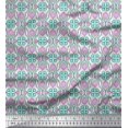 thumbnail image 1 of Soimoi Crepe Silk Fabric Ogee Damask Decor Fabric Printed Yard 42 Inch Wide, 1 of 5