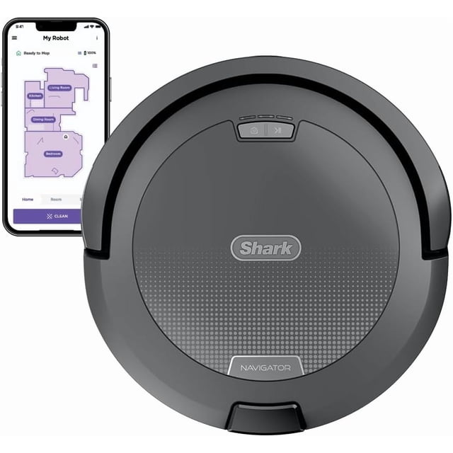 Shark Navigator Robot Vacuum with SmartPath Navigation, Spot LiDAR Technology, Object Detection & Avoidance, Self-Cleaning Brushroll, Wi-Fi Connected (RV2110CA) - Refurbished Excellent