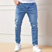 FcBaudy Full Length Pants Jeans Men's Spring And Summer Fashion Casual Sports Jeans Denim Pants Mens pants