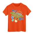 thumbnail image 1 of PMVFHDE Tenue de Pâques pour Filles T-Shirt Graphique de Pâques / Imprimé Lapin & Œuf Manches Courtes Col Rond / Tee-Shirt en Coton Doux pour Tout-Petit / Tenue Décontractée Printemps Été Orange, 4-5 Ans, 1 of 4
