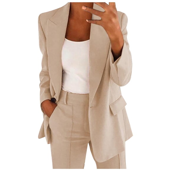 DondPO Blazers for Women Women's Plus Size Suit Jacket Business Oversize Spring Thin Transition Jacket Jacket Short Blazers for Women Business Casual Work Office Suit Jackets Beige 3XL Clearance！