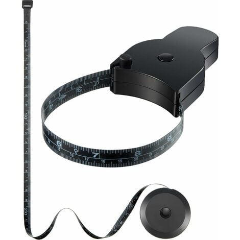 PinesC EternaNest 2 Pieces Body Measuring Tape 60 Inch Fabric Tape Measure, Includes Locking Pin and Push Button Retractable Tape Measure, Black -